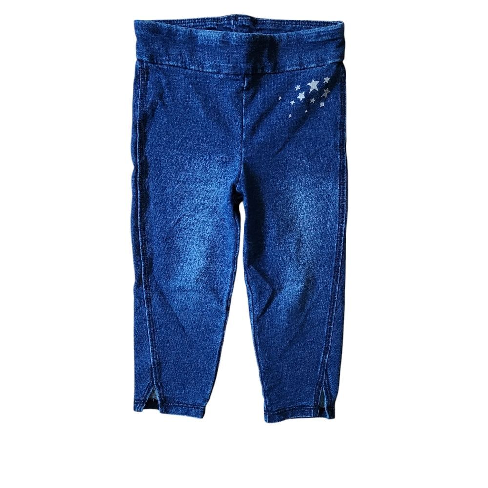 Jumping Beans Girls Leggings Size 2T Blue with Silver Stars Accent